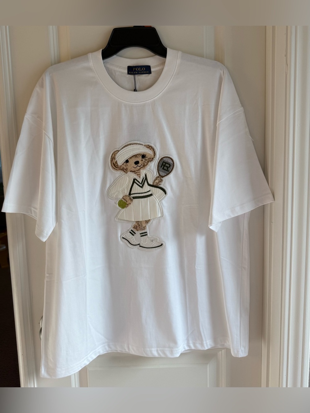 Polo by Ralph Lauren White Tennis Bear Appliqué Tee